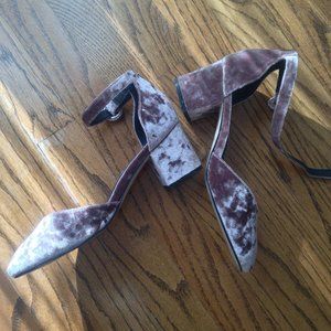 ASOS Crushed pink/rose velvet heeled sandals